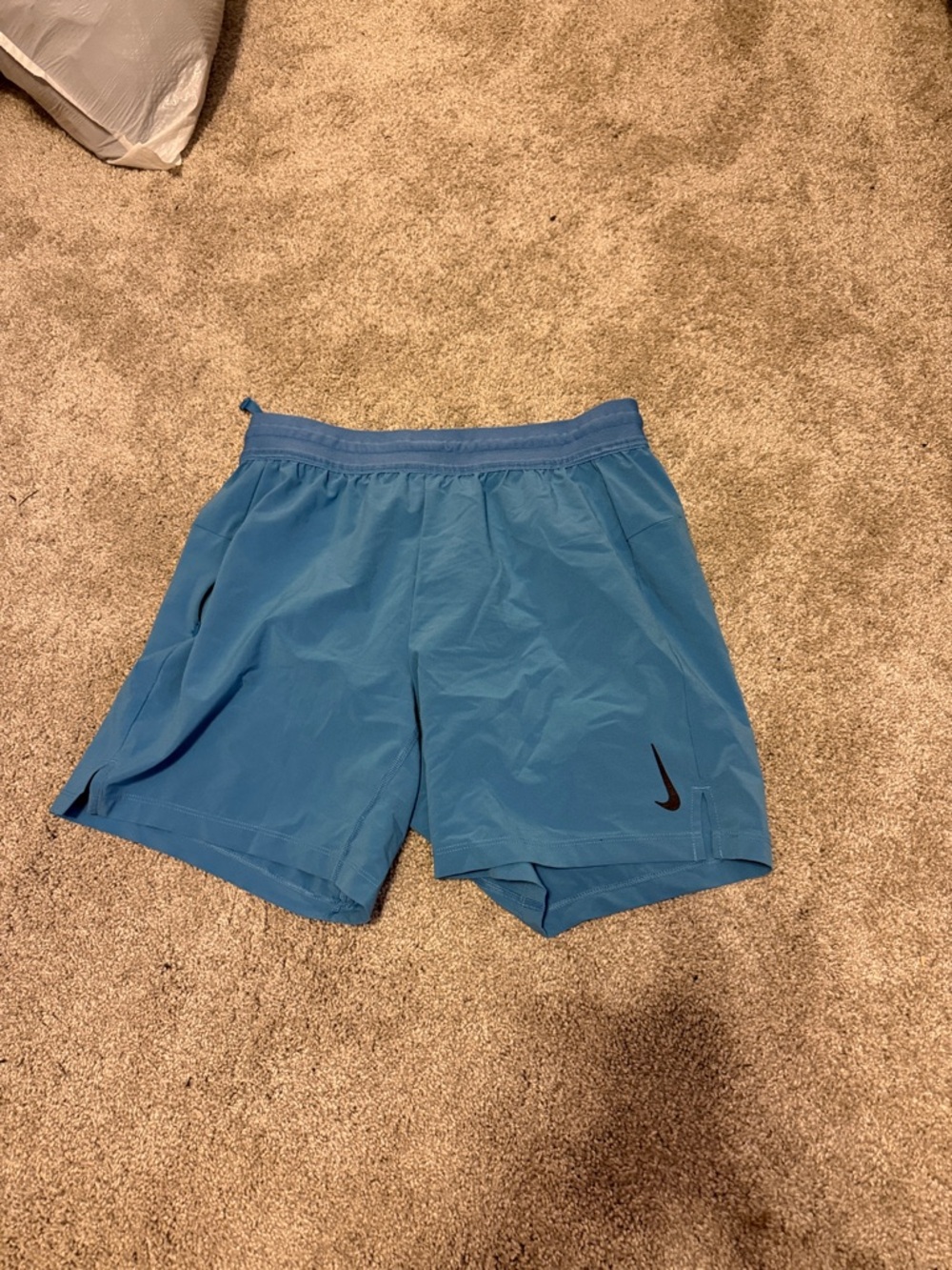 Nike Men’s Blue Athletic Running Shorts with Black Swoosh